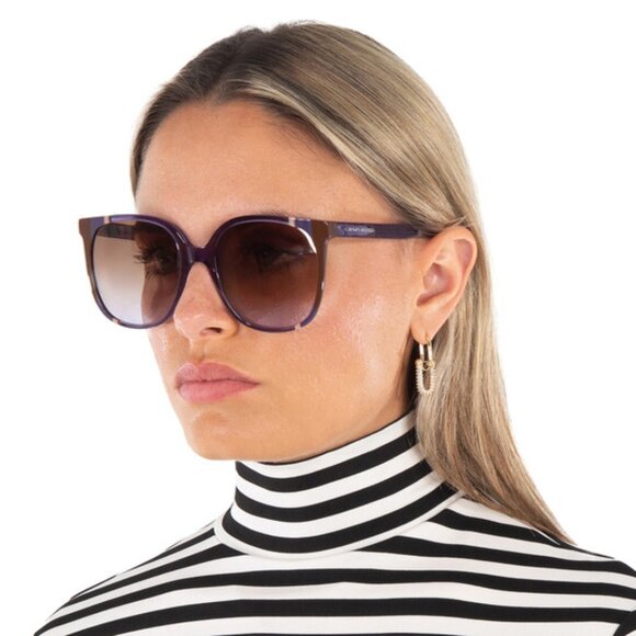 Carolina Herrera CH 0062/S 0E53 QR Sunglasses Violet Square Frame, Brown Lenses - Picture 3 of 11